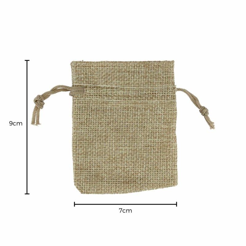 Party Bags | Hessian Bags 7Cm X 9Cm (Pack Of 6) Gifts Party Bags