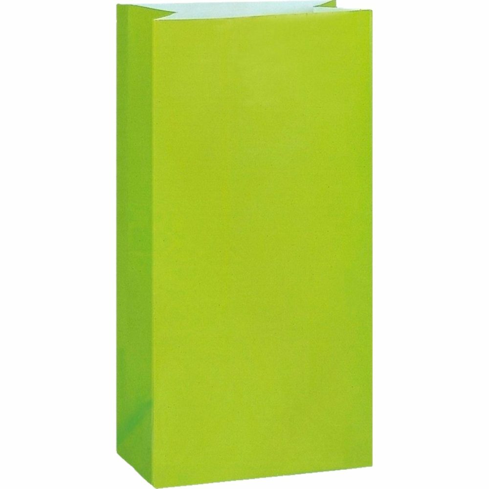 Party Bags | Lime Green Paper Party Bags (Pack Of 12) Gifts Party Bags