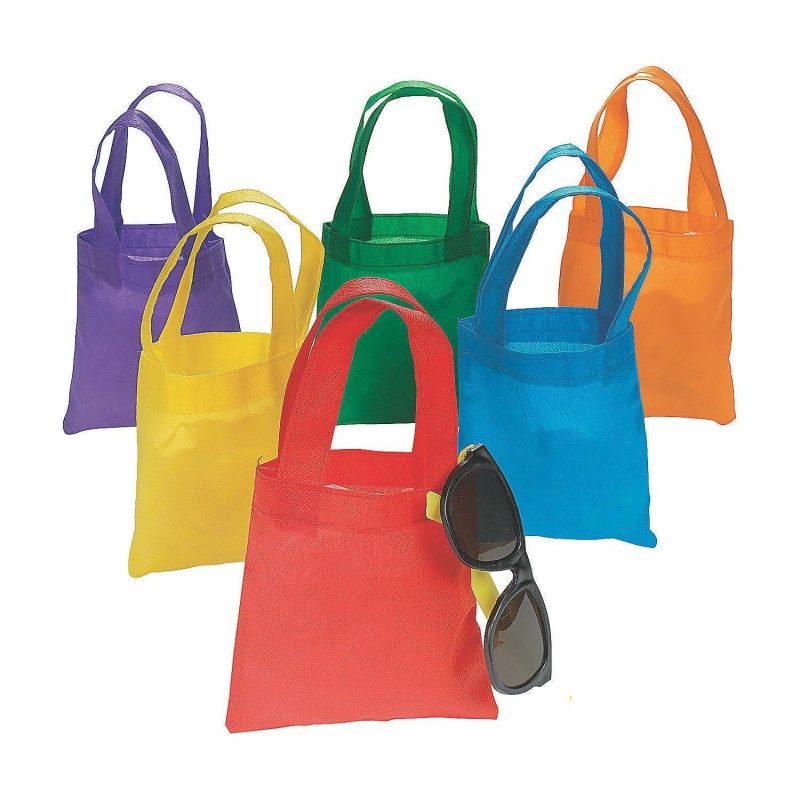 Party Bags | Mini Bright Tote Bags (Pack Of 12) Gifts Party Bags