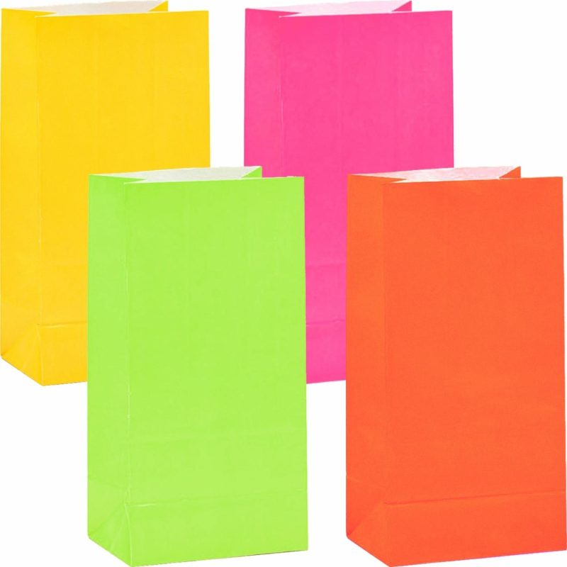 Party Bags | Neon Coloured Paper Party Bags (Pack Of 10) Gifts Party Bags