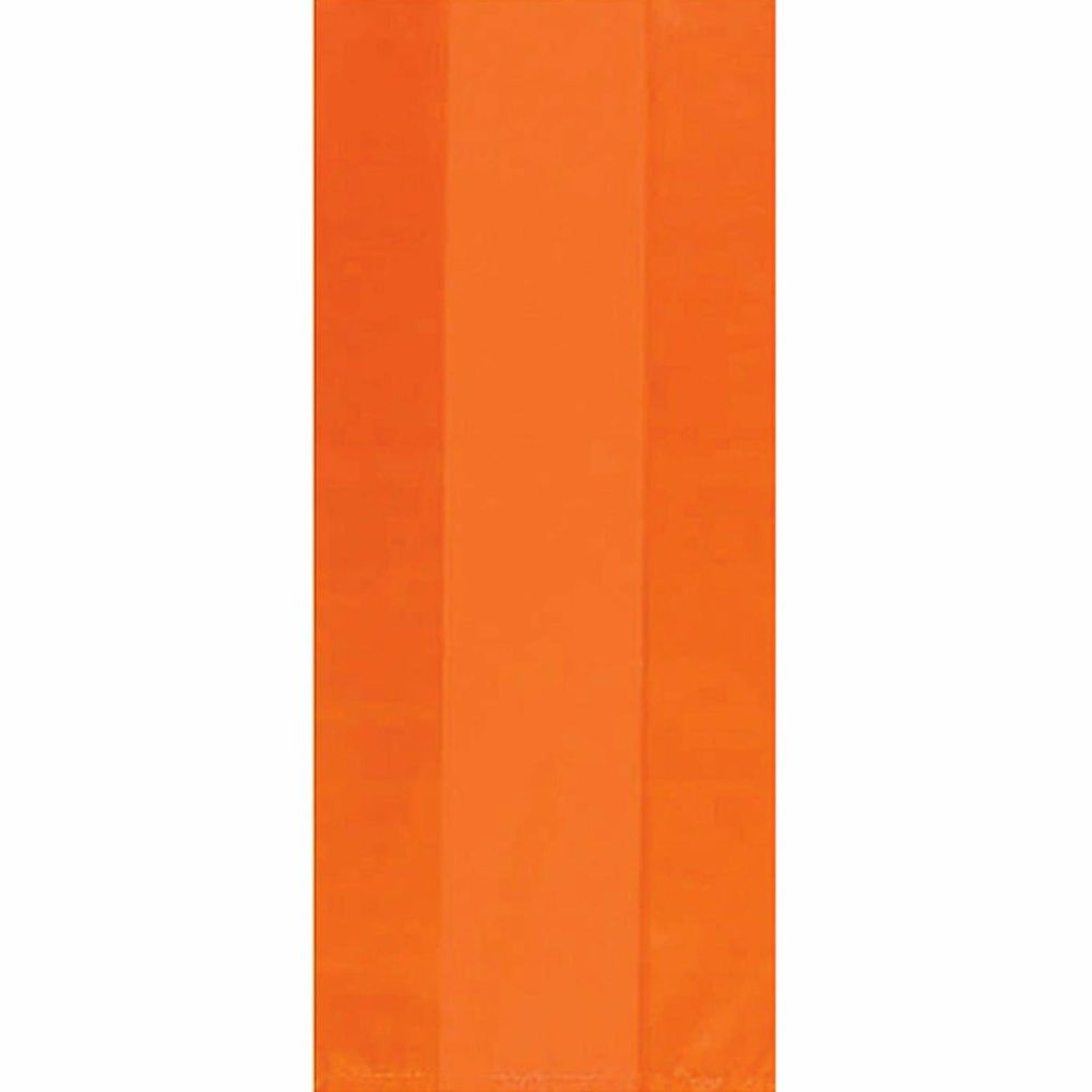 Party Bags | Orange Plastic Lolly/Treat Bags (Pack Of 25) Gifts Party Bags