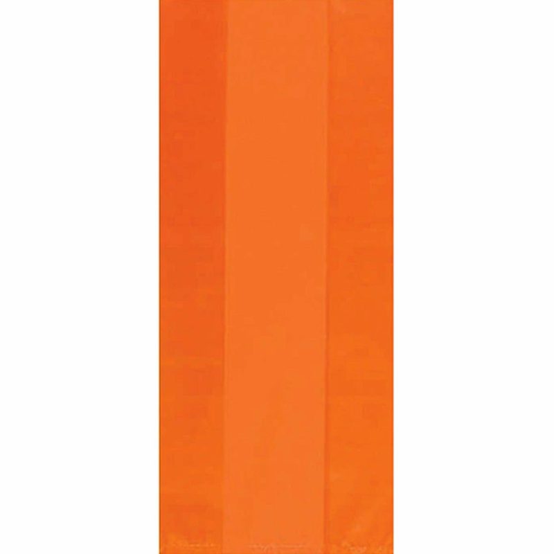 Party Bags | Orange Plastic Lolly/Treat Bags (Pack Of 25) Gifts Party Bags