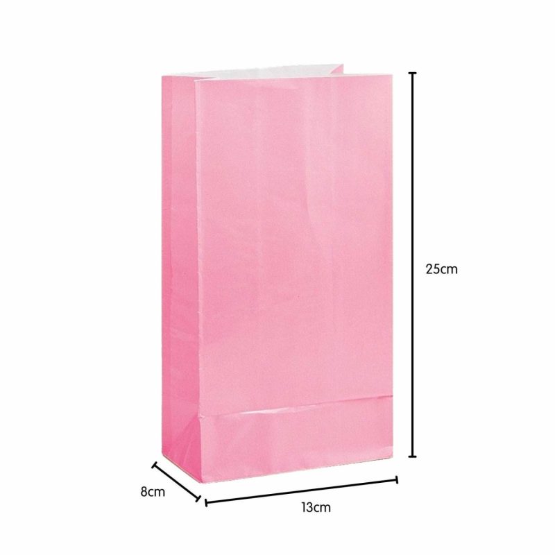 Party Bags | Pastel Pink Paper Party Bags (Pack Of 12) Gifts Party Bags