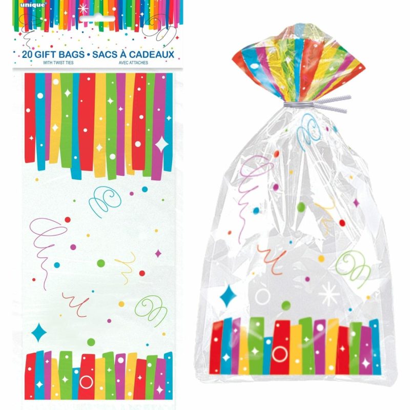 Party Bags | Rainbow Ribbons Happy Birthday Lolly/Treat Bags (Pack Of 20) Gifts Party Bags