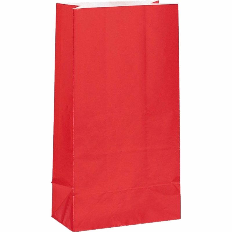 Party Bags | Red Paper Party Bags (Pack Of 12) Gifts Party Bags