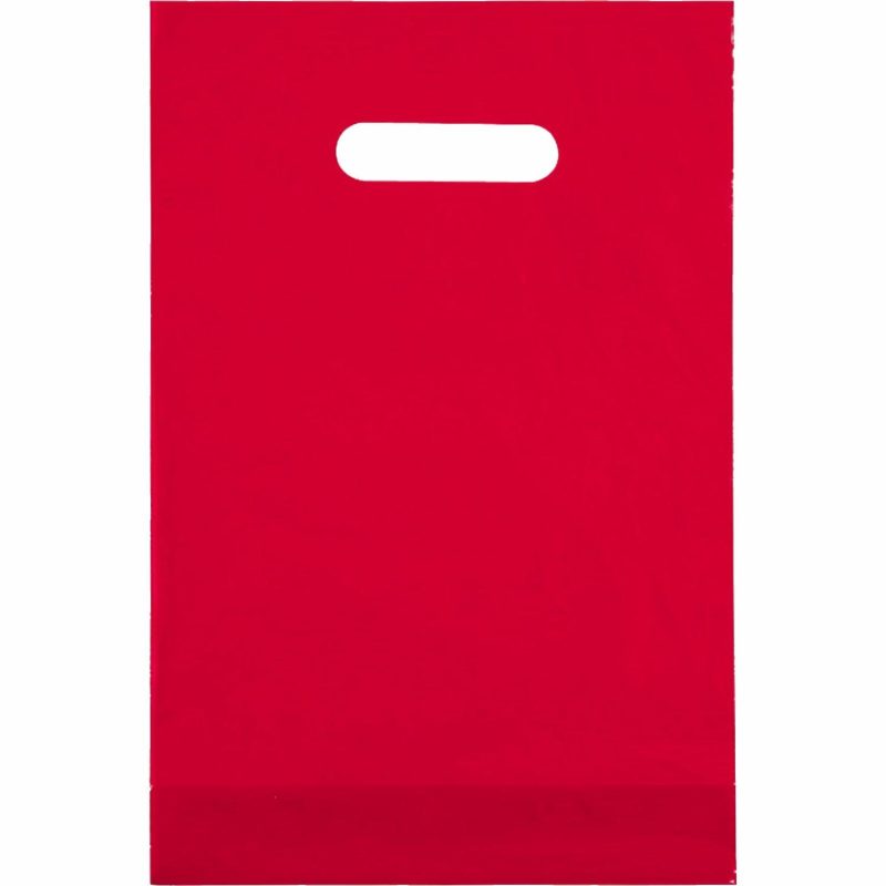 Party Bags | Red Plastic Lolly/Treat Bags (Pack Of 50) Gifts Party Bags