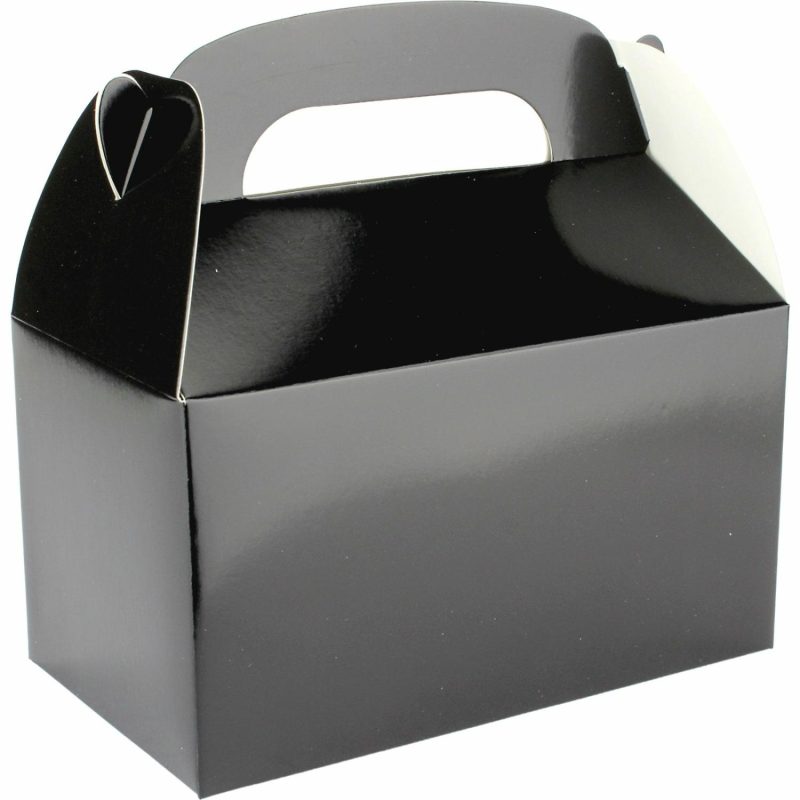 Party Boxes & Containers | Black Lolly/Treat Boxes With Handle (Pack Of 6) Gifts Party Boxes & Containers