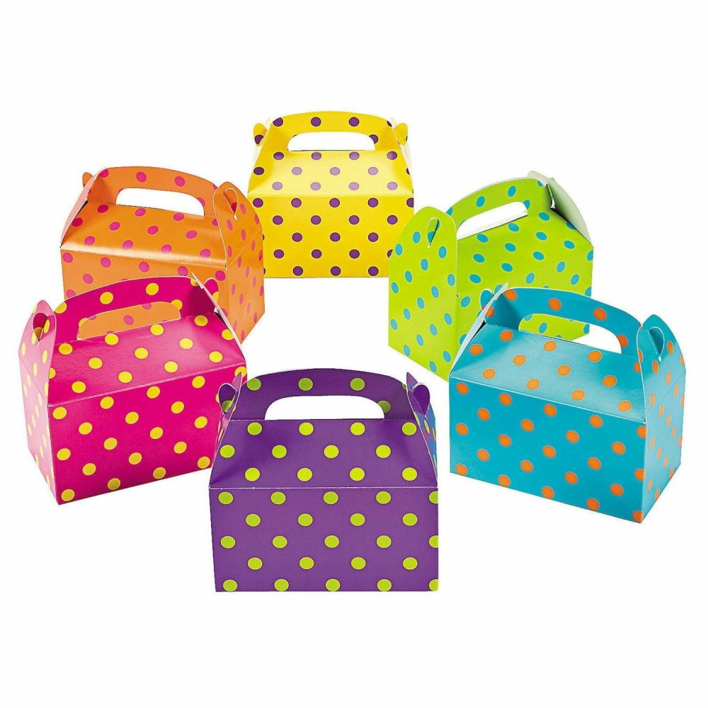 Party Boxes & Containers | Bright Polka Dot Lolly/Treat Boxes (Pack Of 12) Gifts Party Boxes & Containers