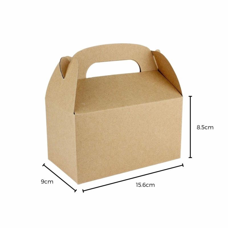 Party Boxes & Containers | Brown Kraft Lolly/Treat Boxes With Handle (Pack Of 6) Gifts Party Boxes & Containers