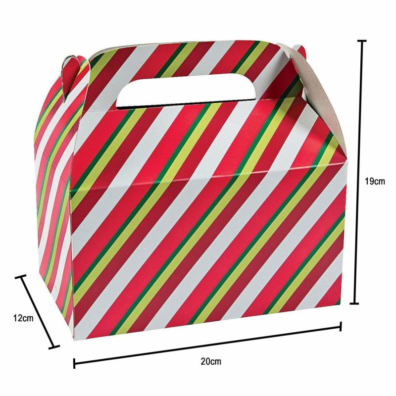 Party Boxes & Containers | Christmas Candy Stripe Treat Boxes (Pack Of 12) Gifts Party Boxes & Containers