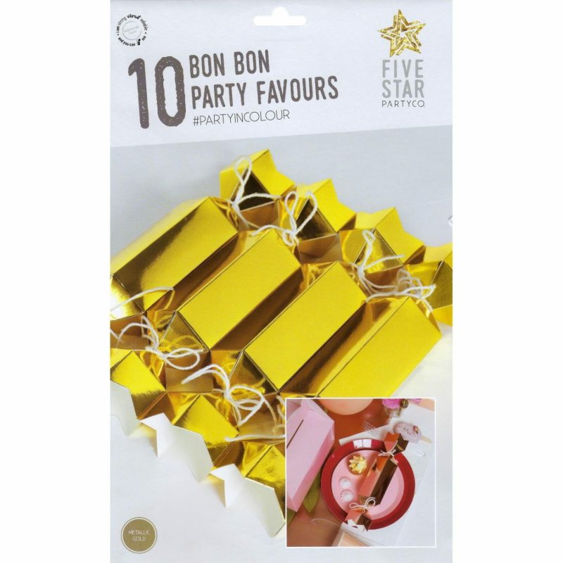 Party Boxes & Containers | Gold Metallic Bon Bons Boxes (Pack Of 10) Gifts Party Boxes & Containers