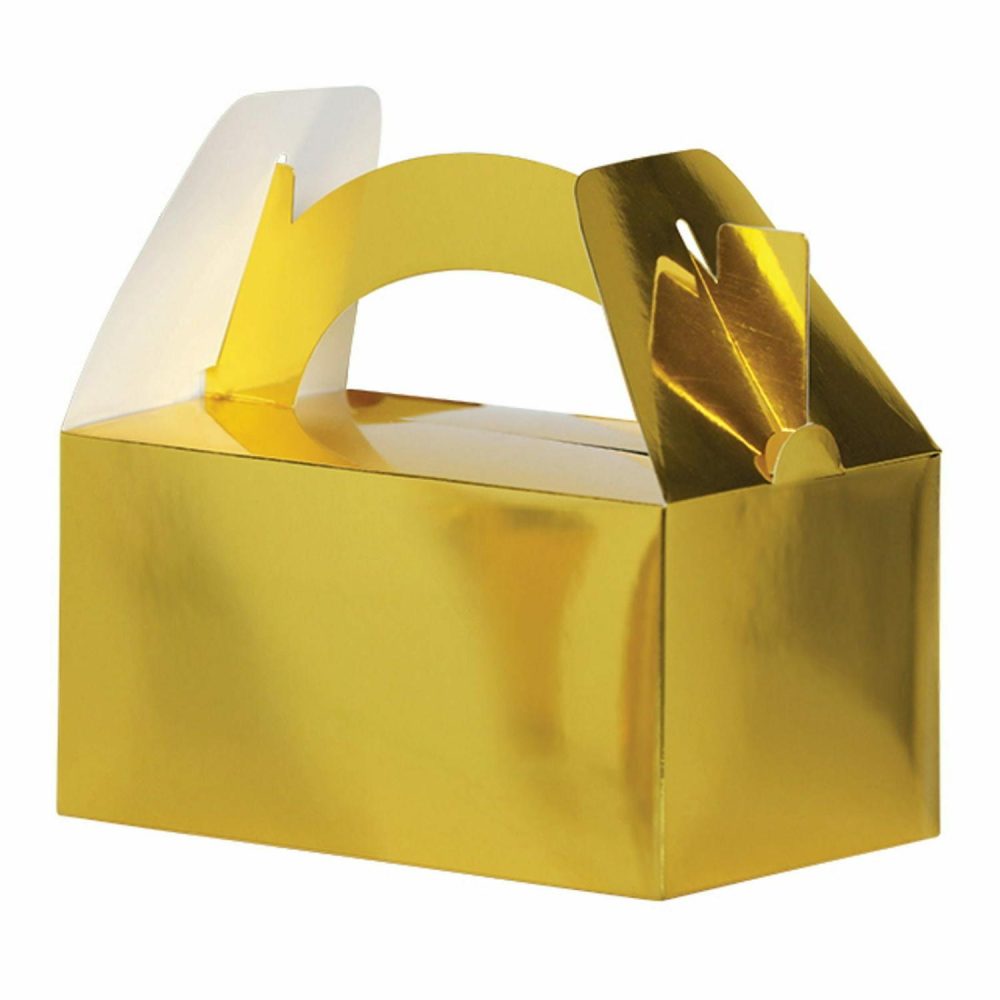 Party Boxes & Containers | Gold Metallic Lolly/Treat Boxes (Pack Of 5) Gifts Party Boxes & Containers