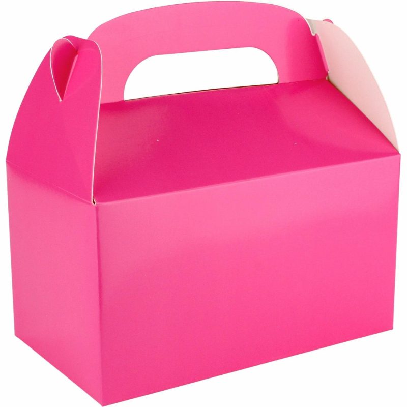 Party Boxes & Containers | Hot Pink Lolly/Treat Boxes With Handle (Pack Of 6) Gifts Party Boxes & Containers