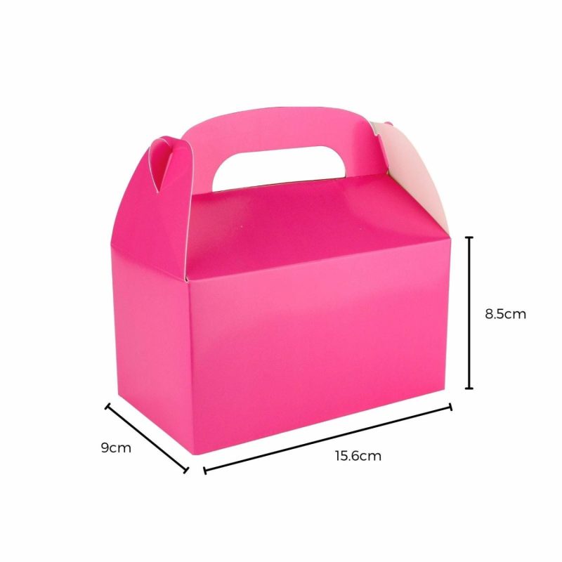 Party Boxes & Containers | Hot Pink Lolly/Treat Boxes With Handle (Pack Of 6) Gifts Party Boxes & Containers