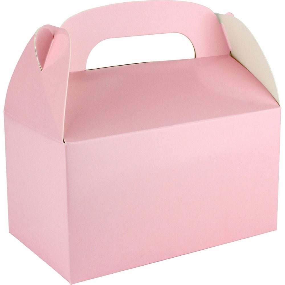 Party Boxes & Containers | Light Pink Lolly/Treat Boxes With Handle (Pack Of 6) Gifts Party Boxes & Containers