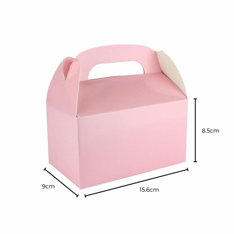 Party Boxes & Containers | Light Pink Lolly/Treat Boxes With Handle (Pack Of 6) Gifts Party Boxes & Containers