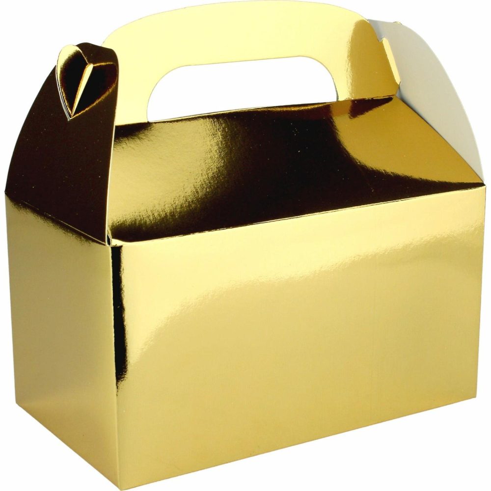 Party Boxes & Containers | Metallic Gold Lolly/Treat Boxes (Pack Of 6) Gifts Party Boxes & Containers