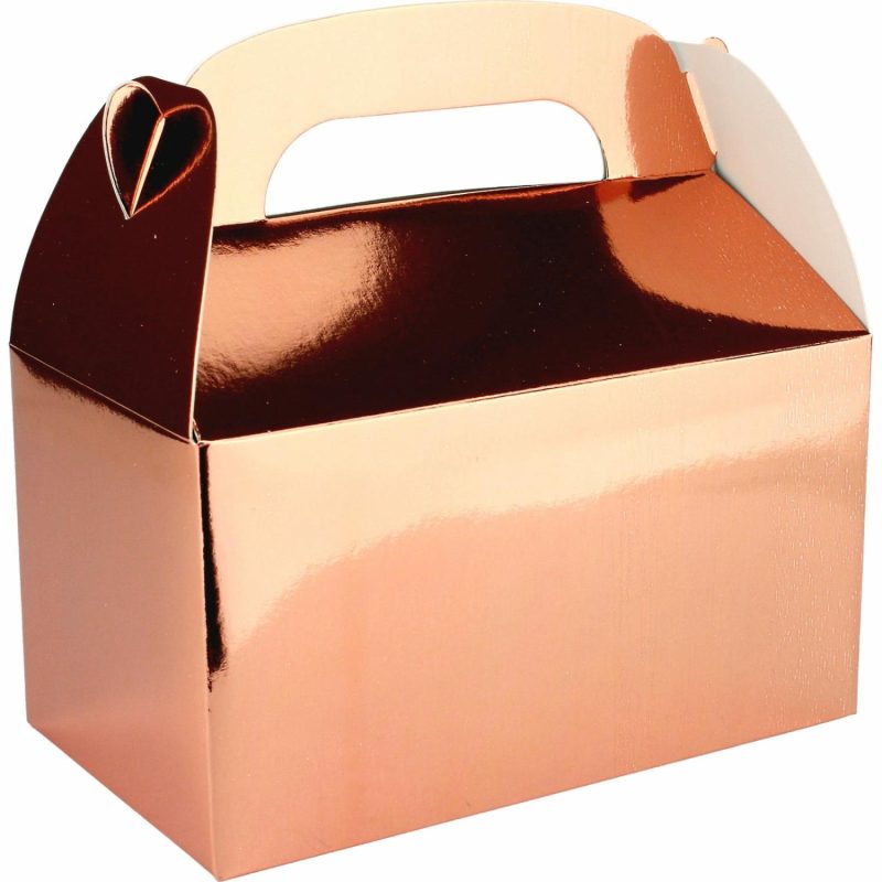 Party Boxes & Containers | Metallic Rose Gold Lolly/Treat Boxes (Pack Of 6) Gifts Party Boxes & Containers