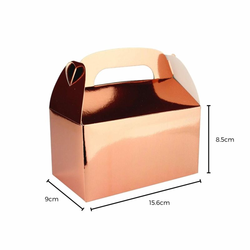 Party Boxes & Containers | Metallic Rose Gold Lolly/Treat Boxes (Pack Of 6) Gifts Party Boxes & Containers