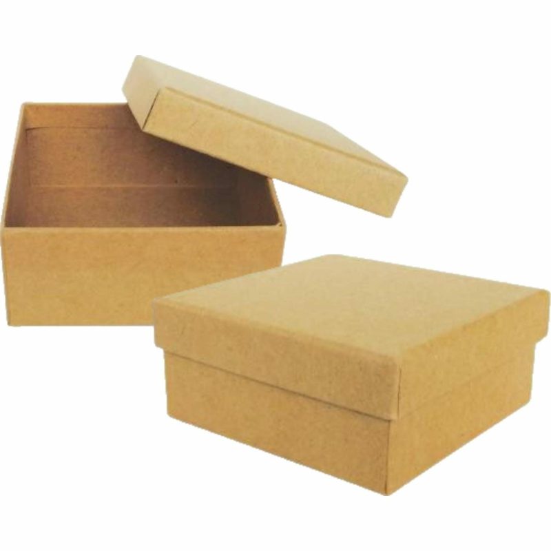 Party Boxes & Containers | Mini Brown Kraft Paper Gift Boxes 9Cm X 9Cm (Pack Of 2) Gifts Party Boxes & Containers