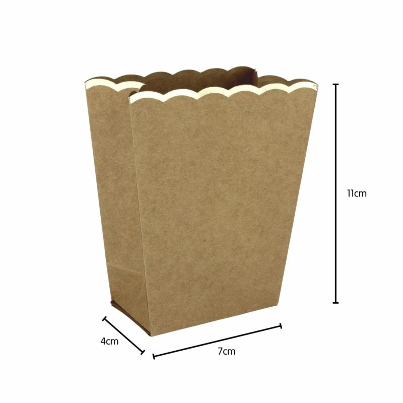 Party Boxes & Containers | Mini Kraft Paper & Gold Scalloped Popcorn Boxes (Pack Of 6) Gifts Party Boxes & Containers