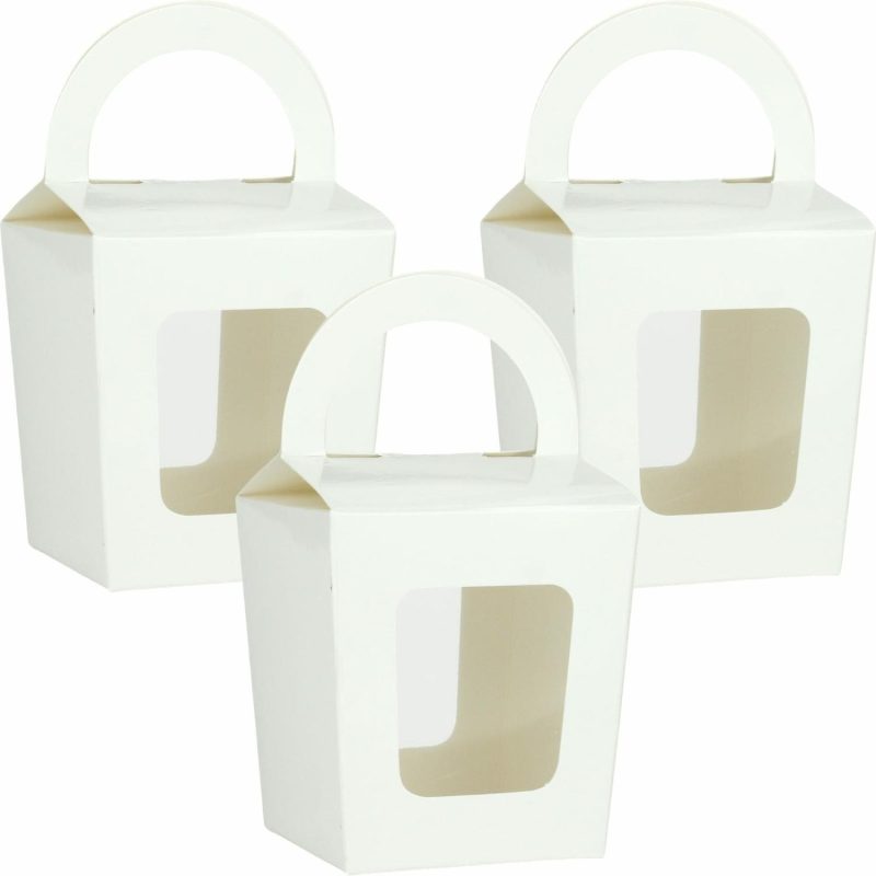 Party Boxes & Containers | Mini White Candy Boxes With Window (Pack Of 8) Gifts Party Boxes & Containers