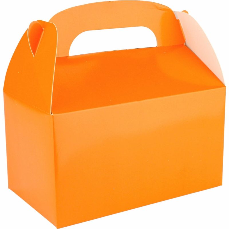 Party Boxes & Containers | Orange Lolly/Treat Boxes With Handle (Pack Of 6) Gifts Party Boxes & Containers