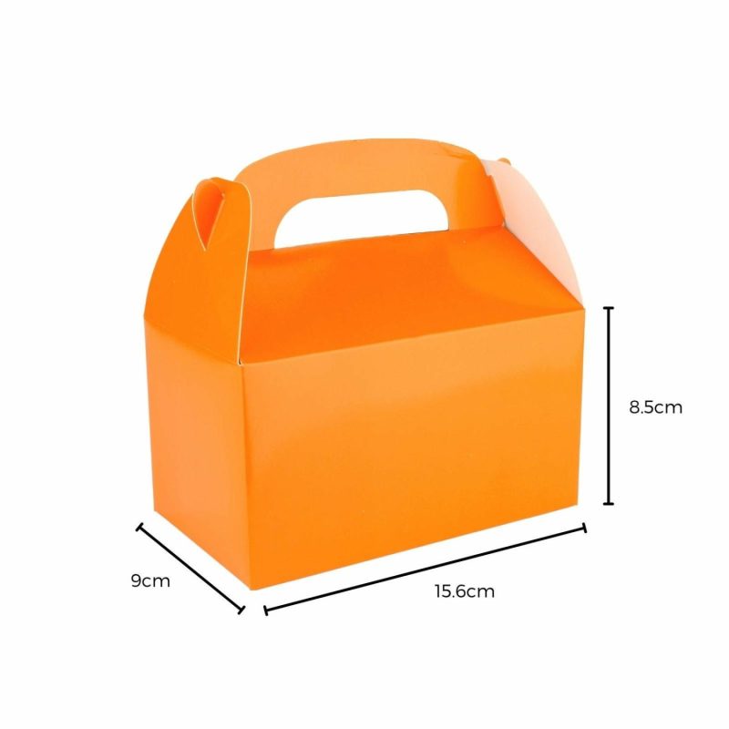 Party Boxes & Containers | Orange Lolly/Treat Boxes With Handle (Pack Of 6) Gifts Party Boxes & Containers