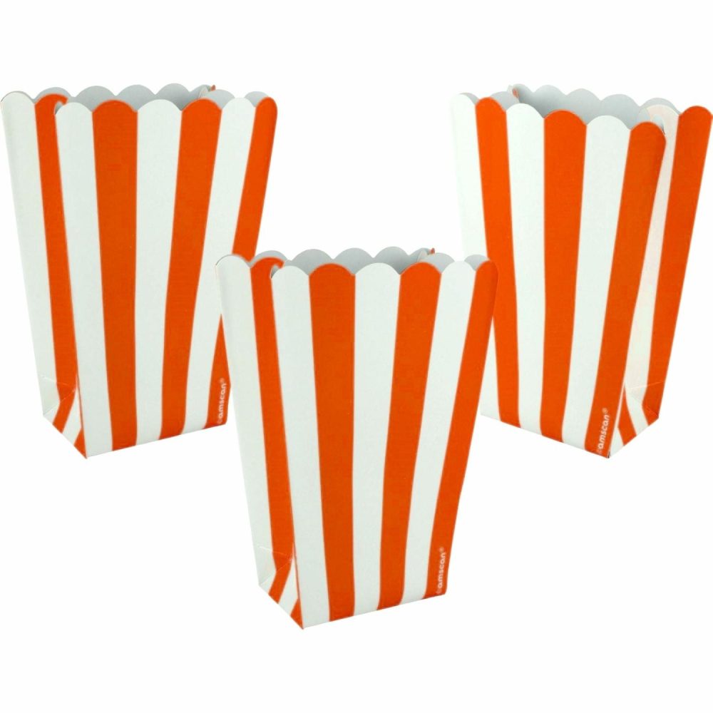 Party Boxes & Containers | Orange Stripe Popcorn Boxes (Pack Of 5) Gifts Party Boxes & Containers