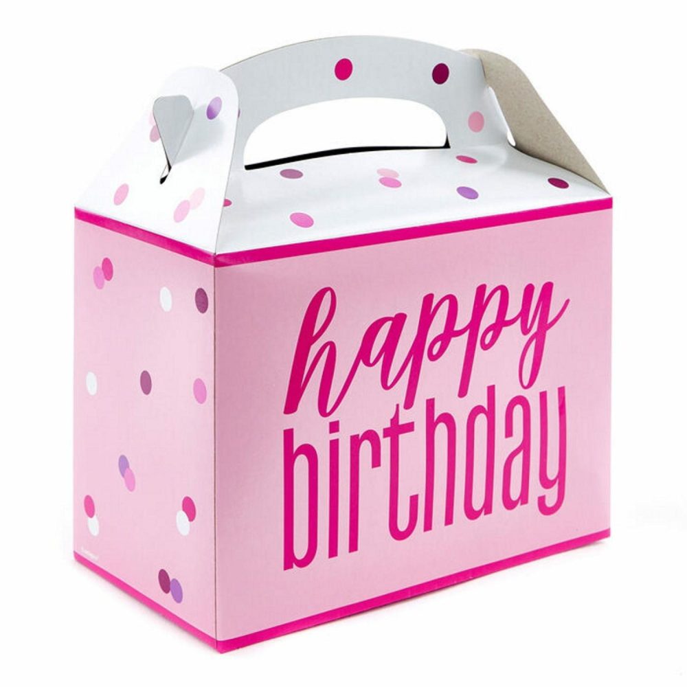 Party Boxes & Containers | Pink Happy Birthday Lolly/Treat Boxes (Pack Of 6) Gifts Party Boxes & Containers