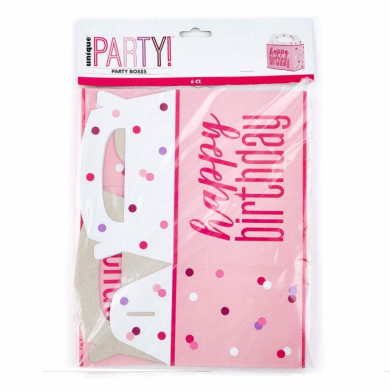 Party Boxes & Containers | Pink Happy Birthday Lolly/Treat Boxes (Pack Of 6) Gifts Party Boxes & Containers