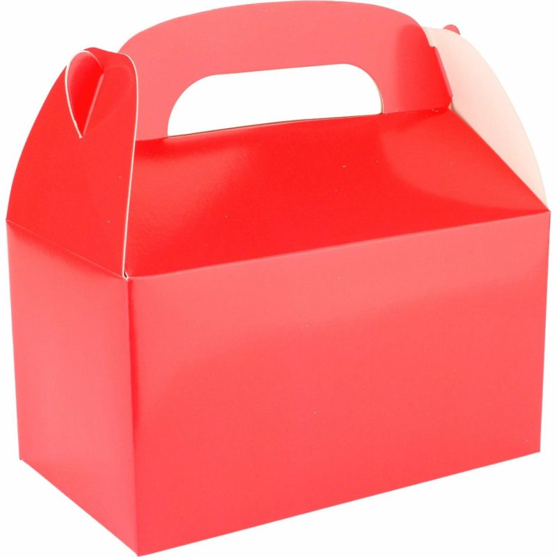 Party Boxes & Containers | Red Lolly/Treat Boxes With Handle (Pack Of 6) Gifts Party Boxes & Containers