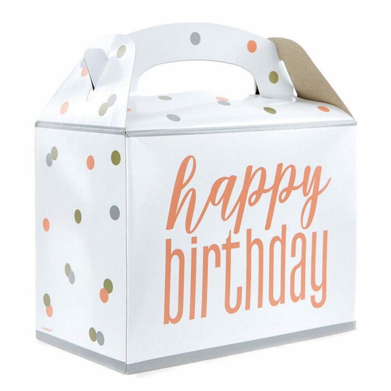 Party Boxes & Containers | Rose Gold Happy Birthday Lolly/Treat Boxes (Pack Of 6) Gifts Party Boxes & Containers