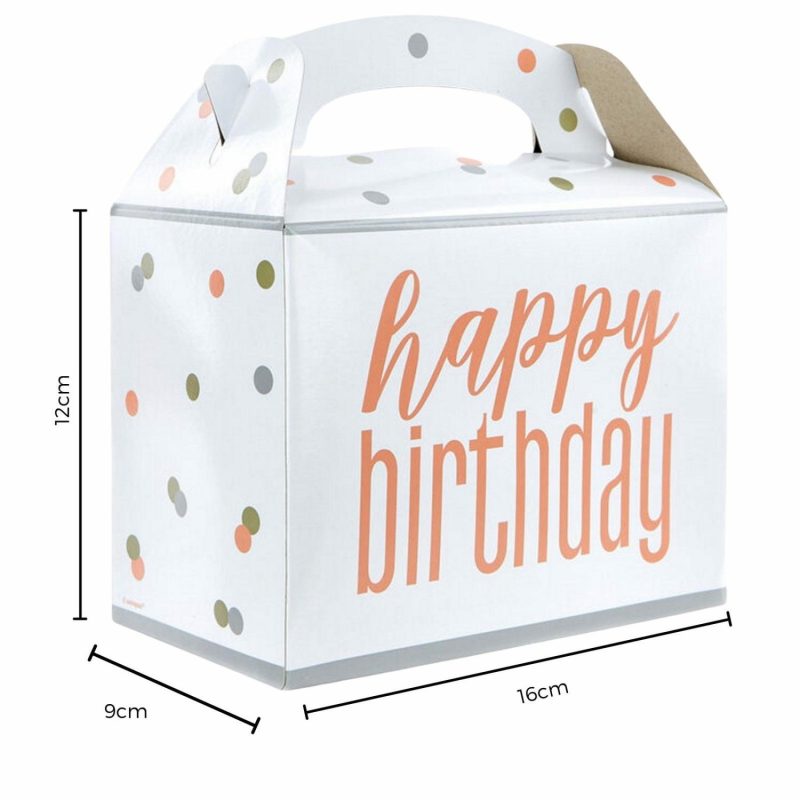 Party Boxes & Containers | Rose Gold Happy Birthday Lolly/Treat Boxes (Pack Of 6) Gifts Party Boxes & Containers