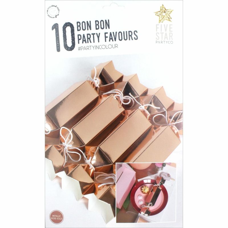 Party Boxes & Containers | Rose Gold Metallic Bon Bons Boxes (Pack Of 10) Gifts Party Boxes & Containers