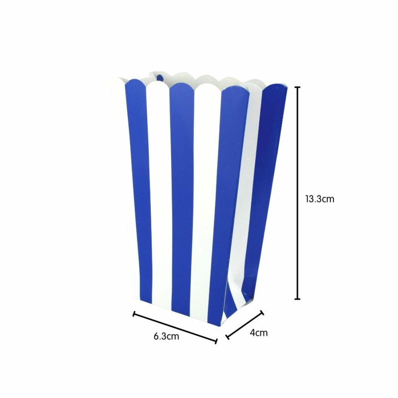 Party Boxes & Containers | Royal Blue Stripe Popcorn Boxes (Pack Of 5) Gifts Party Boxes & Containers