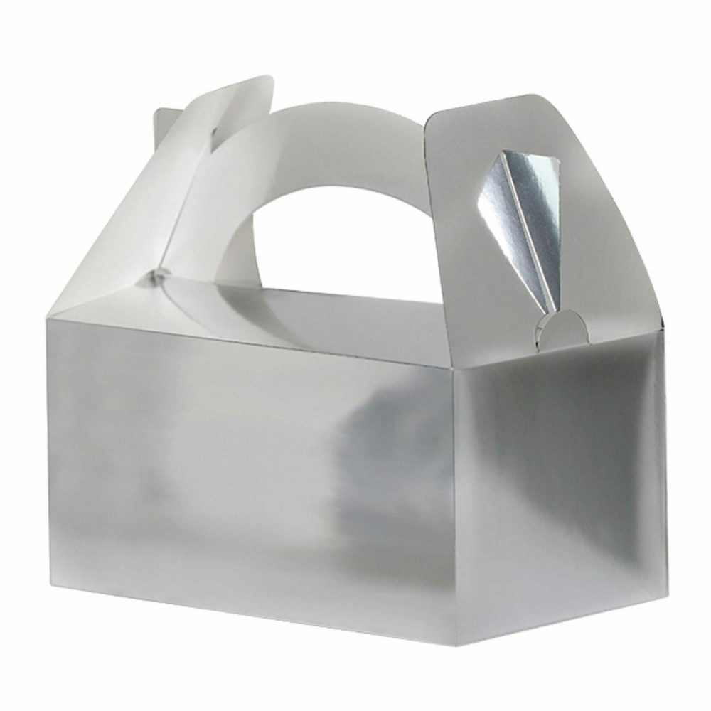 Party Boxes & Containers | Silver Metallic Lolly/Treat Boxes (Pack Of 5) Gifts Party Boxes & Containers