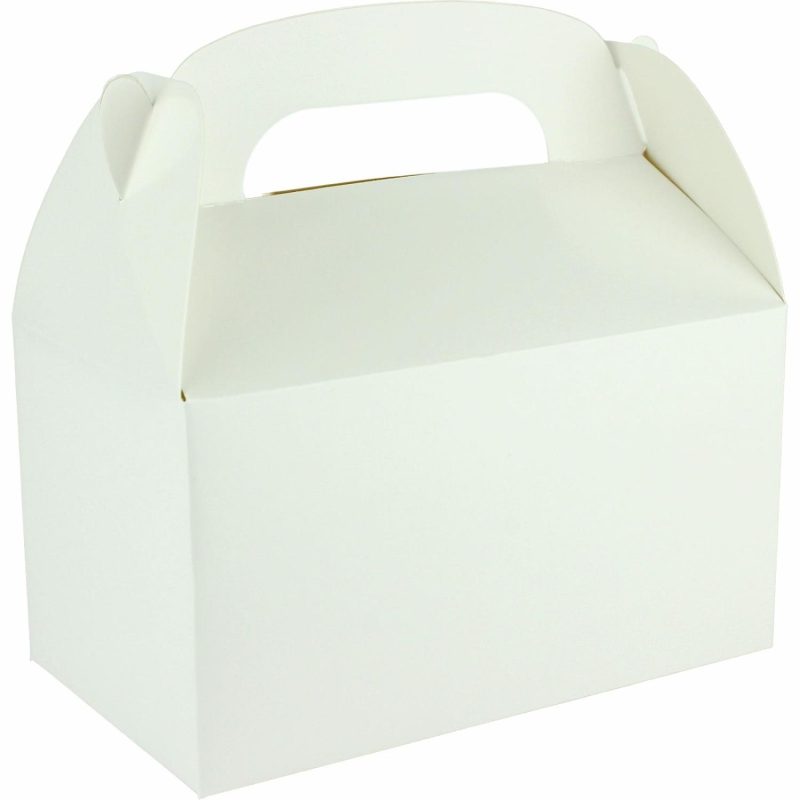 Party Boxes & Containers | White Lolly/Treat Boxes With Handle (Pack Of 6) Gifts Party Boxes & Containers