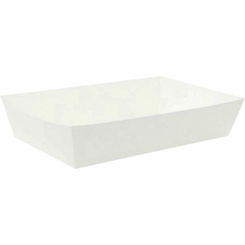 Party Boxes & Containers | White Paper Food Trays 19Cm X 11Cm (Pack Of 10) Gifts Party Boxes & Containers