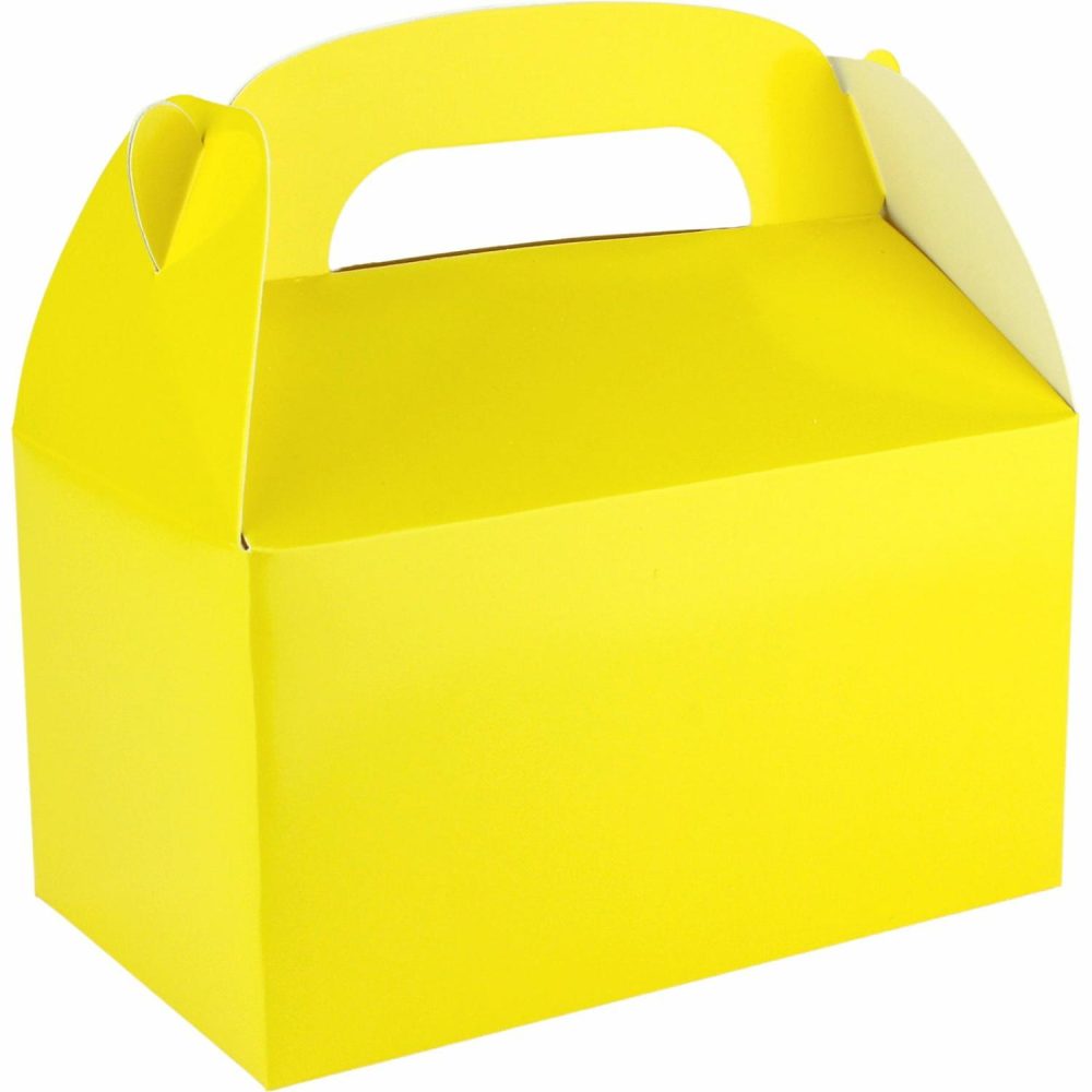 Party Boxes & Containers | Yellow Lolly/Treat Boxes With Handle (Pack Of 6) Gifts Party Boxes & Containers