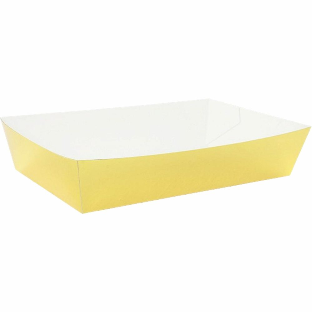 Party Boxes & Containers | Yellow Paper Food Trays 19Cm X 11Cm (Pack Of 10) Gifts Party Boxes & Containers