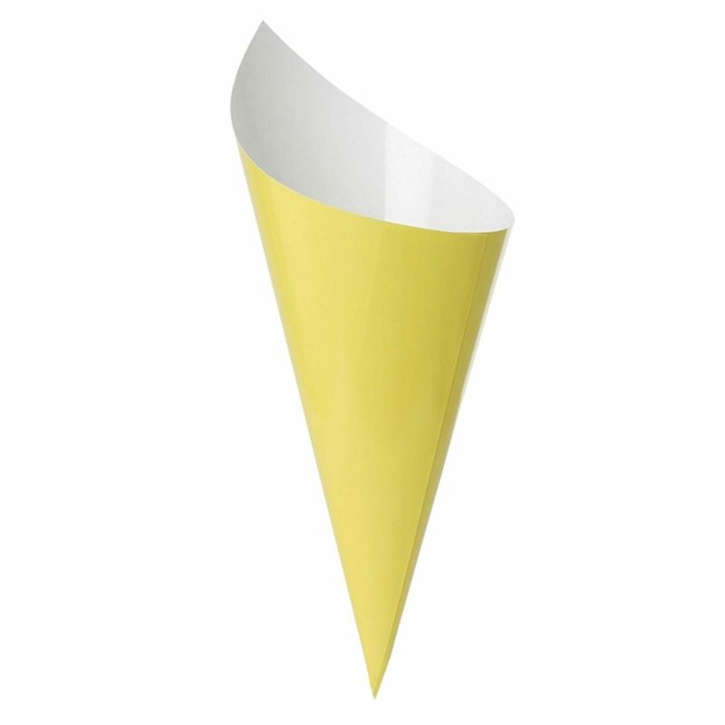 Party Boxes & Containers | Yellow Paper Snack Cones (Pack Of 10) Gifts Party Boxes & Containers