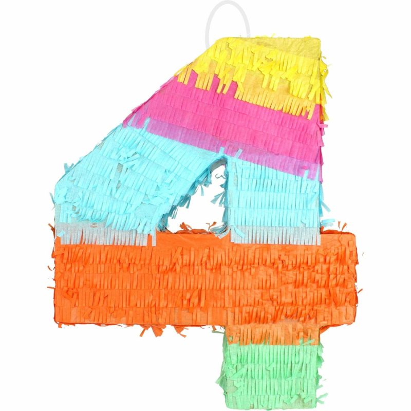 Pinatas | Rainbow Number 4 Pinata Decor Pinatas