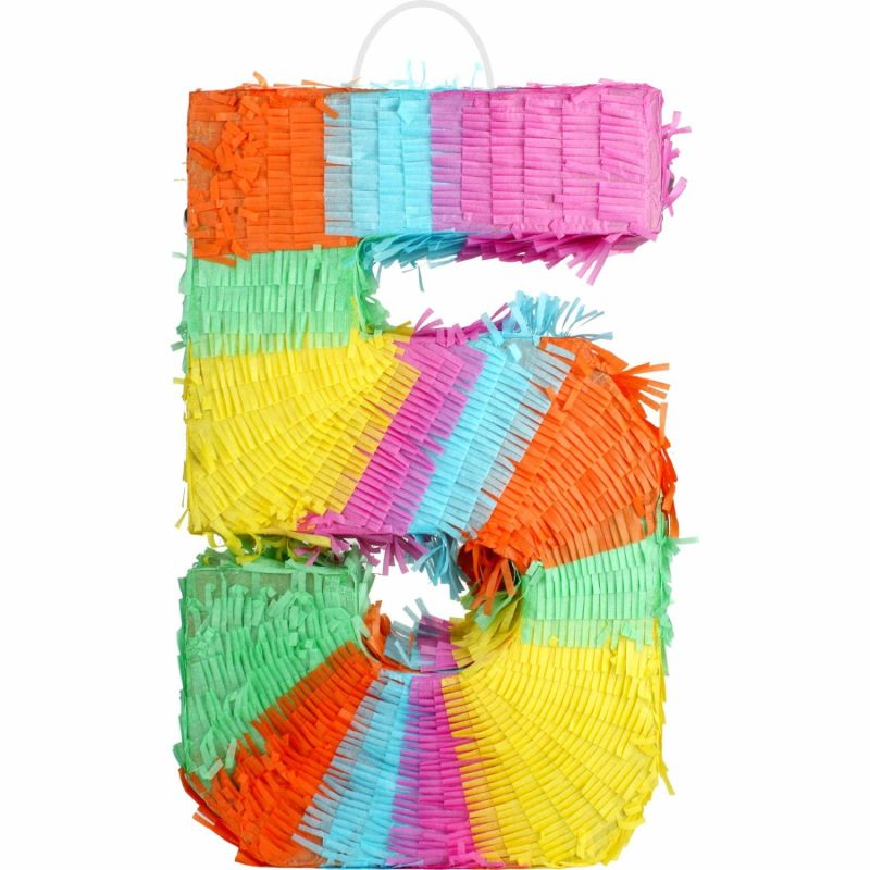 Pinatas | Rainbow Number 5 Pinata Decor Pinatas