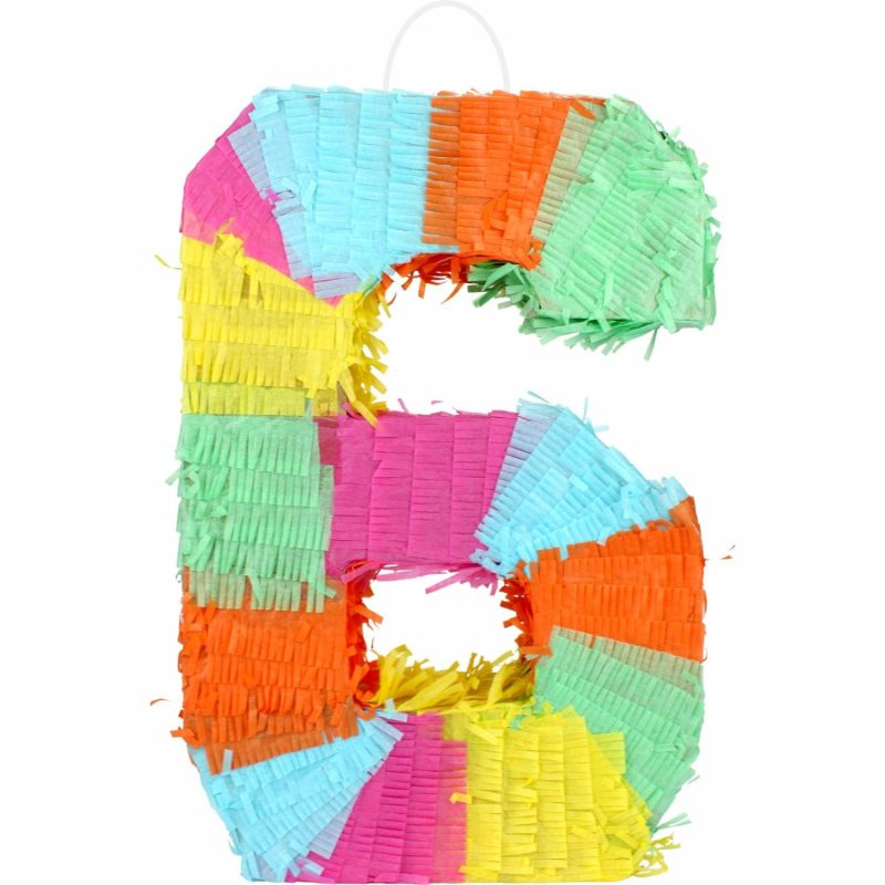 Pinatas | Rainbow Number 6 Pinata Decor Pinatas