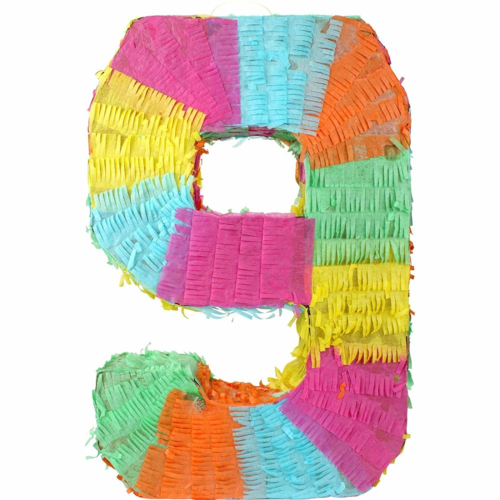 Pinatas | Rainbow Number 9 Pinata Decor Pinatas