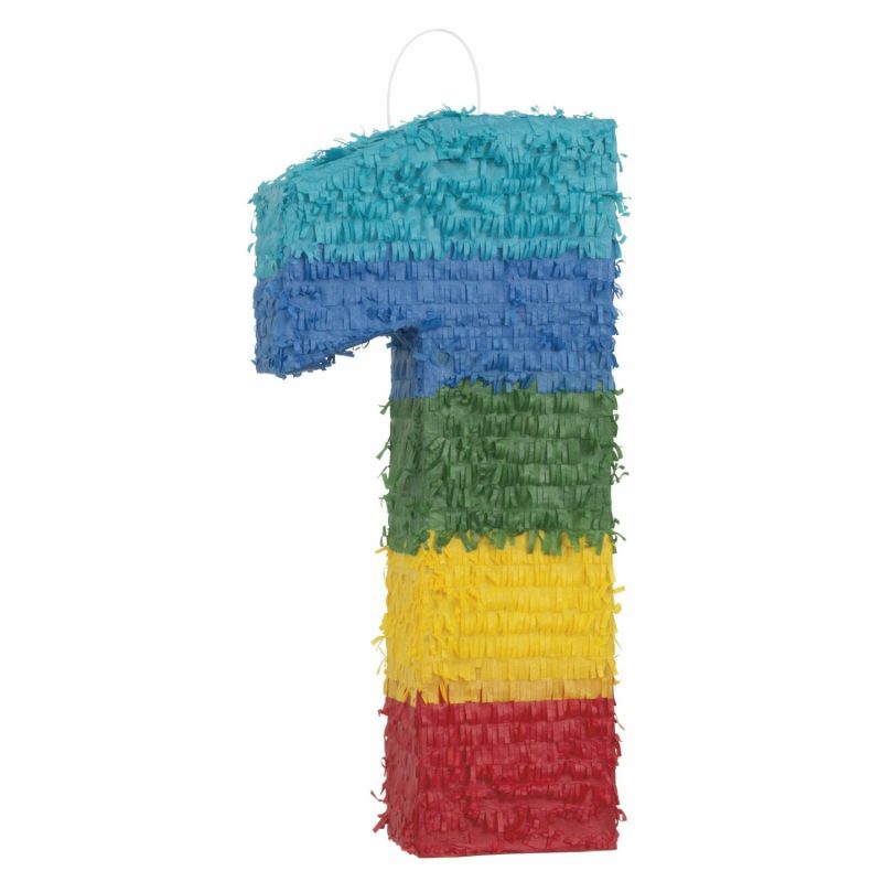 Pinatas | Rainbow Stripe Number 1 Pinata Decor Pinatas