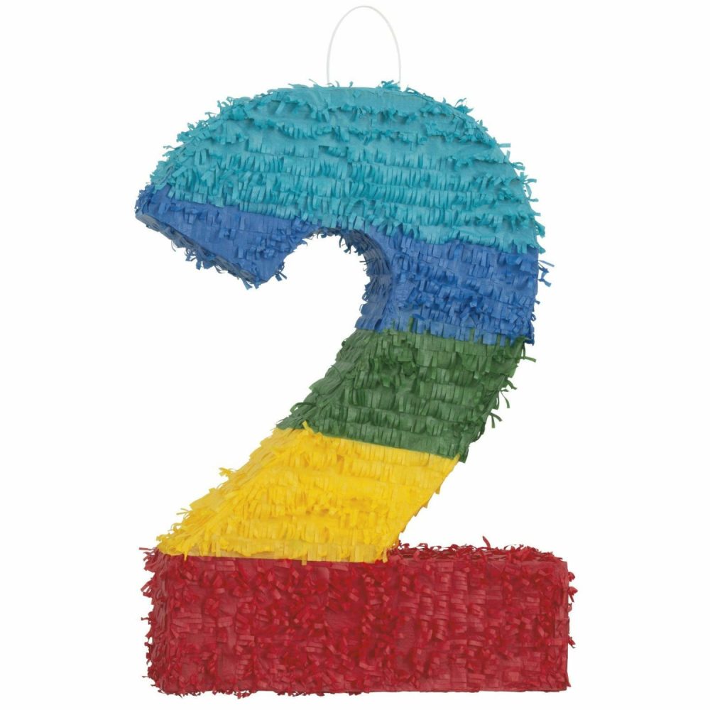 Pinatas | Rainbow Stripe Number 2 Pinata Decor Pinatas