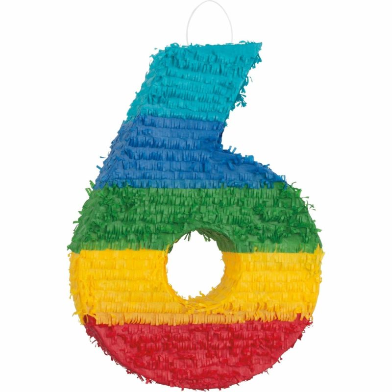 Pinatas | Rainbow Stripe Number 6 Pinata Decor Pinatas