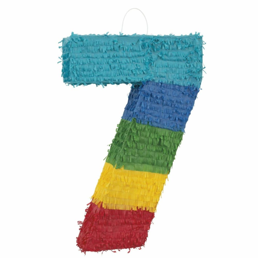 Pinatas | Rainbow Stripe Number 7 Pinata Decor Pinatas